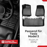 5D Premium Auto Fussmatten TPE Set passend für Tesla Model S Baujahr ab 2012