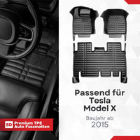 5D Premium Auto Fussmatten TPE Set passend für Tesla Model X Baujahr ab 2015
