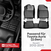 5D Premium Auto Fussmatten TPE Set passend für Toyota Auris (2.Gen) Baujahr 2012-2019