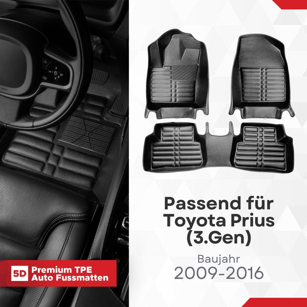 5D Premium Auto Fussmatten für Toyota Prius (ZVW30) 2009-2016