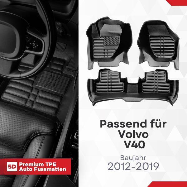 5D Premium Auto Fussmatten für Volvo V40 2012-2019