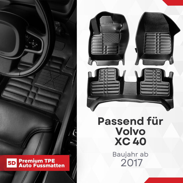 5D Premium Auto Fussmatten für Volvo XC40 2018-2026 (Nicht Elektro Modelle)