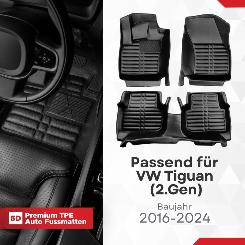 5D Premium Auto Fussmatten für VW Tiguan (2.Gen) 2016-2024