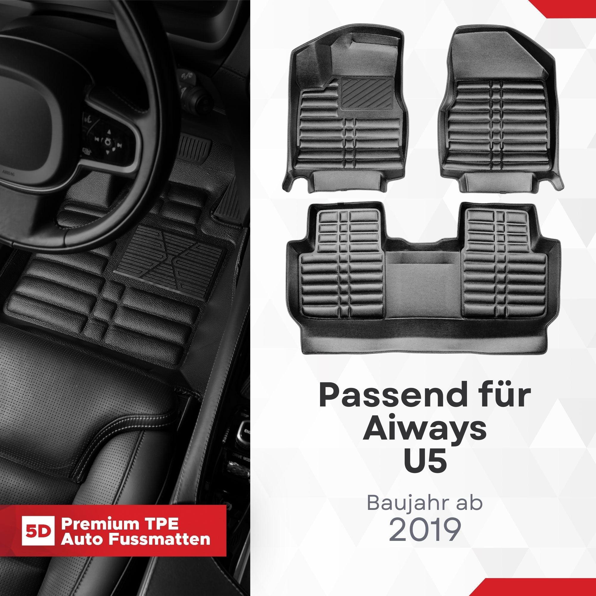 5D Premium Auto Fussmatten für Aiways U5 2019-2024