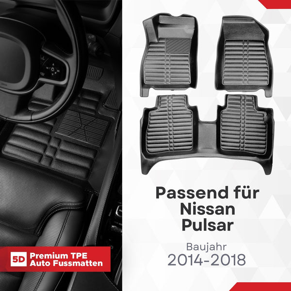 5D Premium Auto Fussmatten für Nissan Pulsar 2014-2018