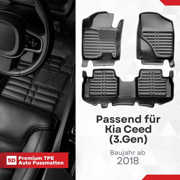 5D Premium Auto Fussmatten für Kia Ceed (III.Gen) (CD) 2018-2026