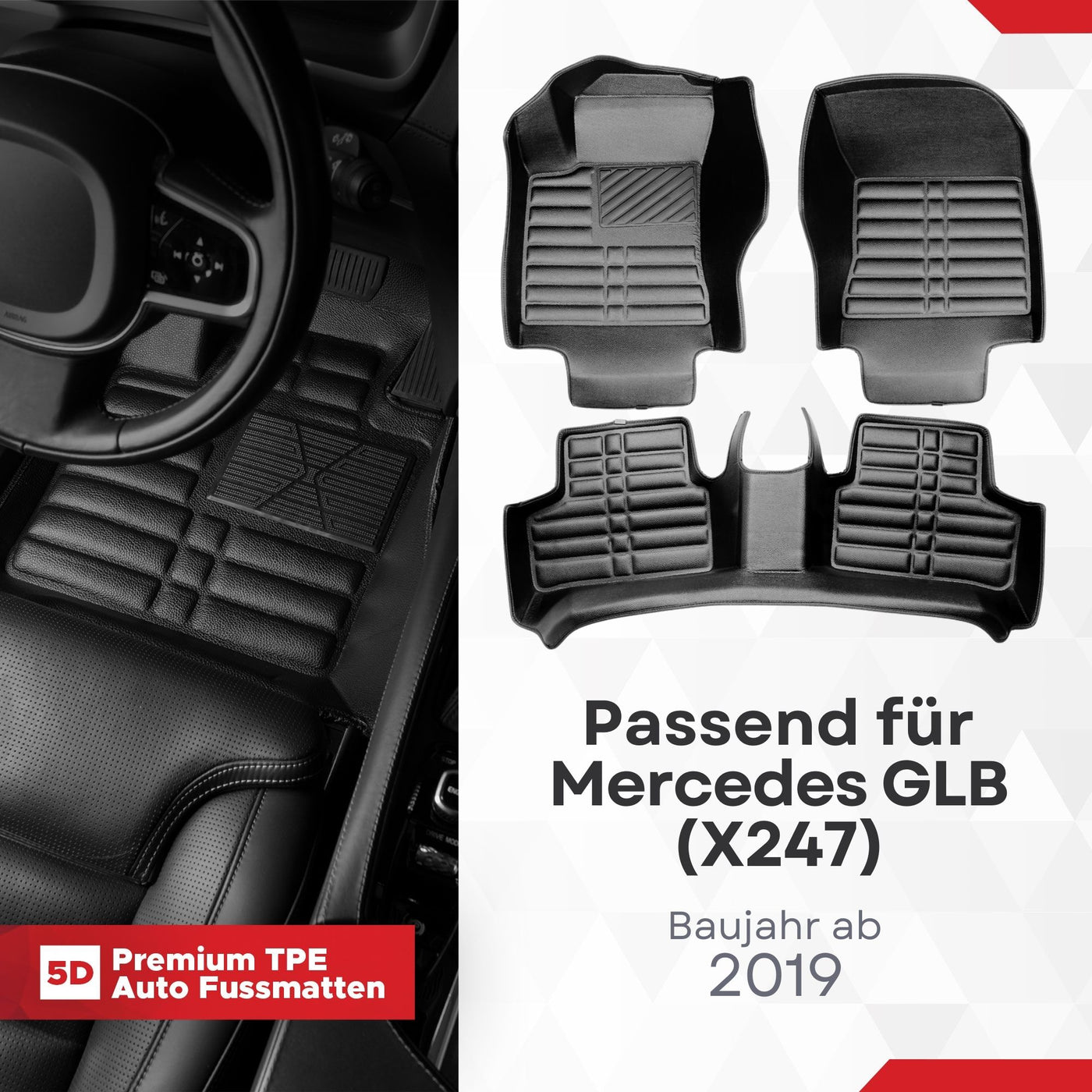 5D Premium Auto Fussmatten für Mercedes GLB (X247) 2019-2025
