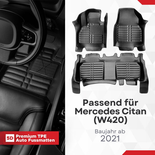 5D Premium Auto Fussmatten für Mercedes Citan (W420) 2021-2026