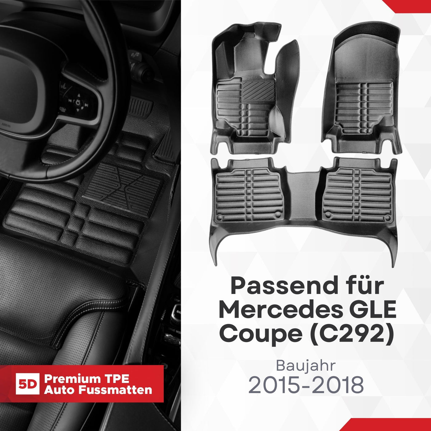 5D Premium Auto Fussmatten für Mercedes GLE Coupe (C292) 2015-2019