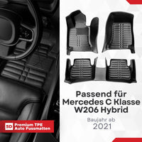 5D Premium Auto Fussmatten für Mercedes C Klasse (W206) (Hybrid) 2021-2026