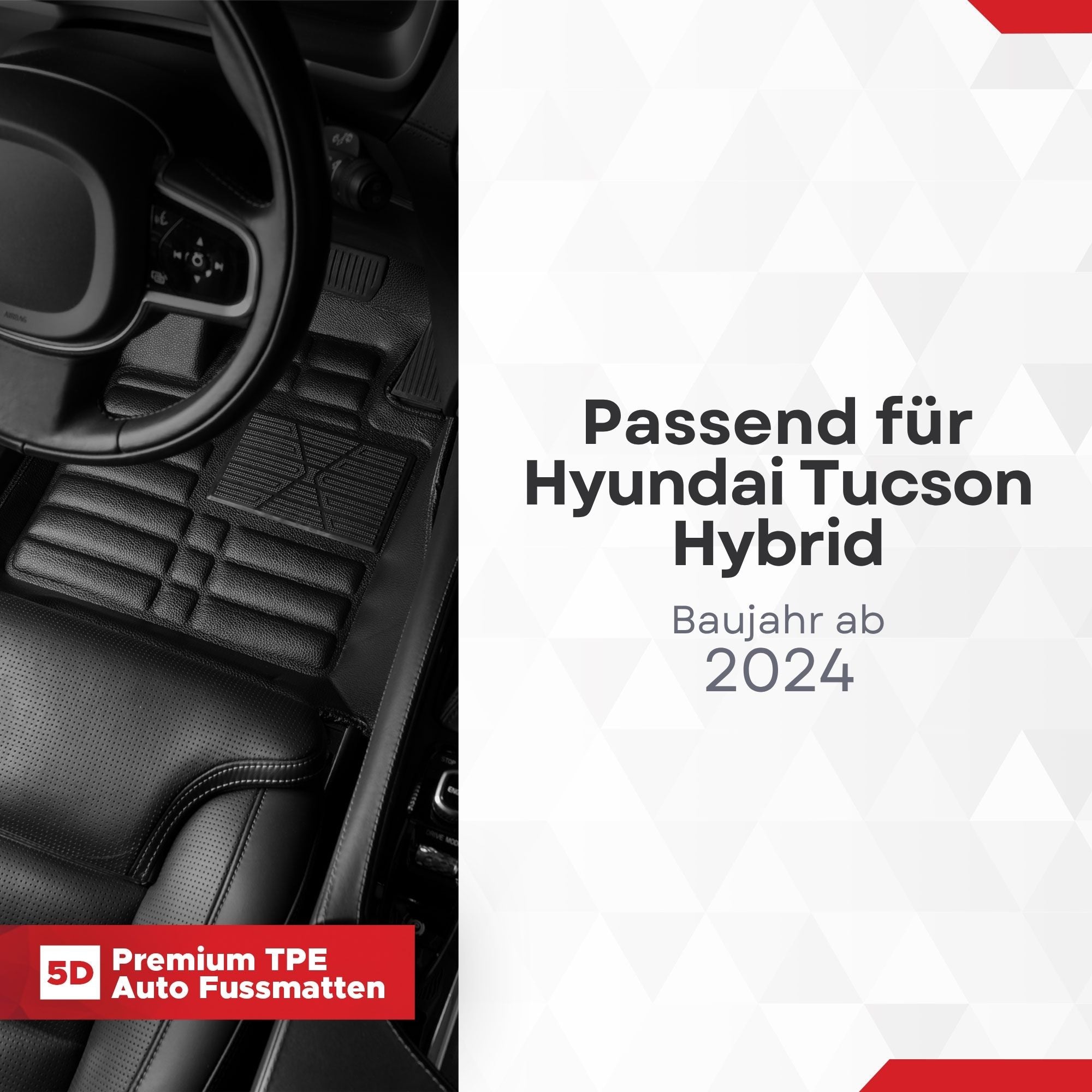 5D Premium Auto Fussmatten für Hyundai Tucson (4.Gen) Hybrid (NX4E) 2024-2026