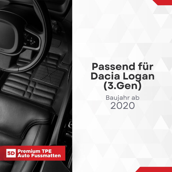 5D Premium Auto Fussmatten für Dacia Logan (3.Gen) 2020-2026