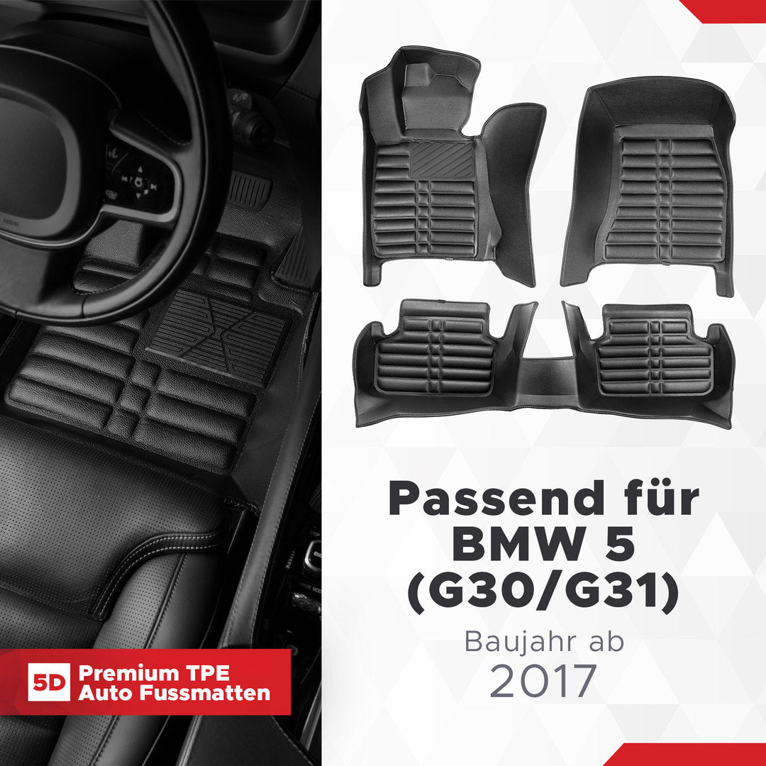 5D Premium Auto Fussmatten TPE Set passend für BMW 5 (G30/G31) Baujahr ab 2017