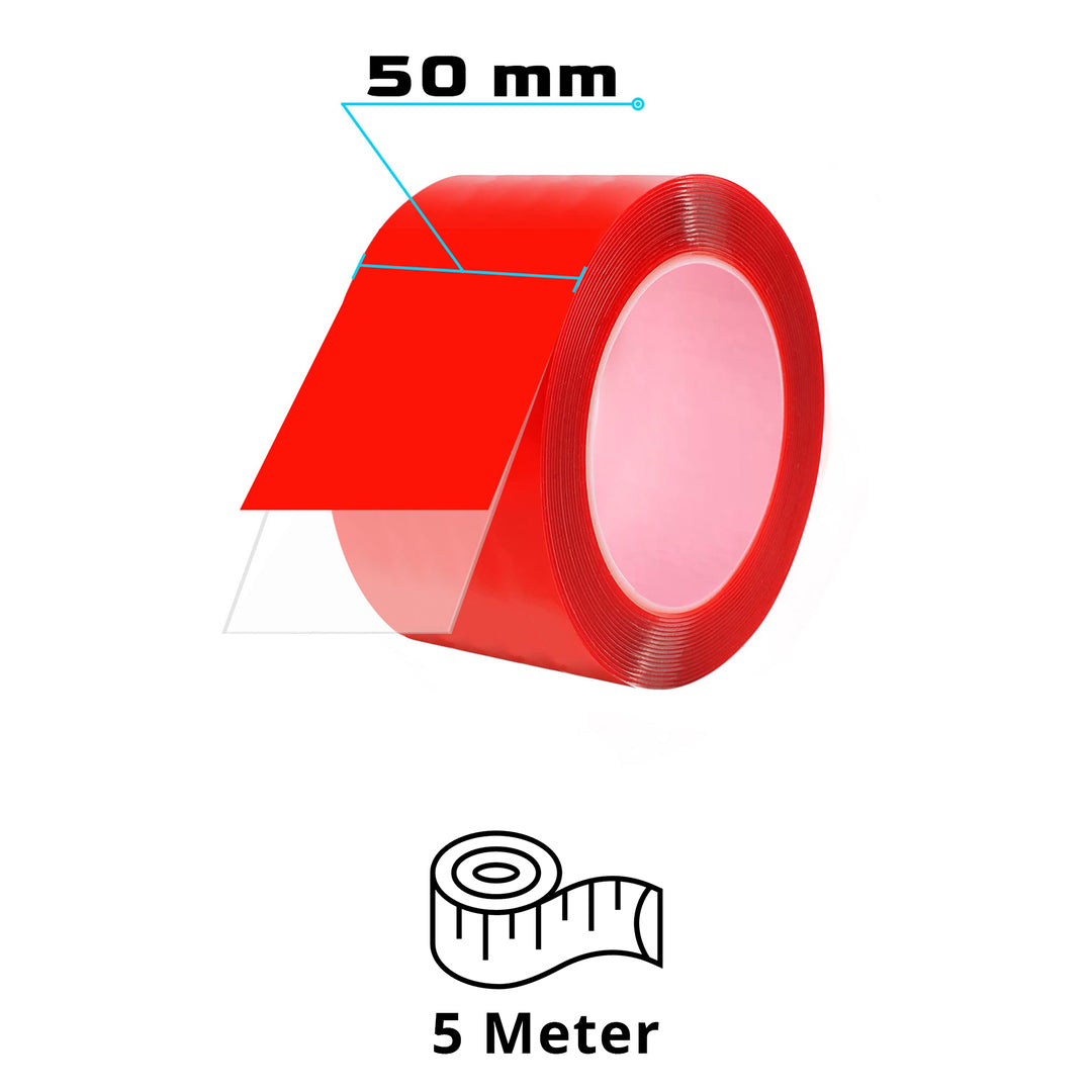 VHB Doppelseitiges Transparentband unsichtbares Klebeband Für Innen- & Außenbereich 50mm x 5m