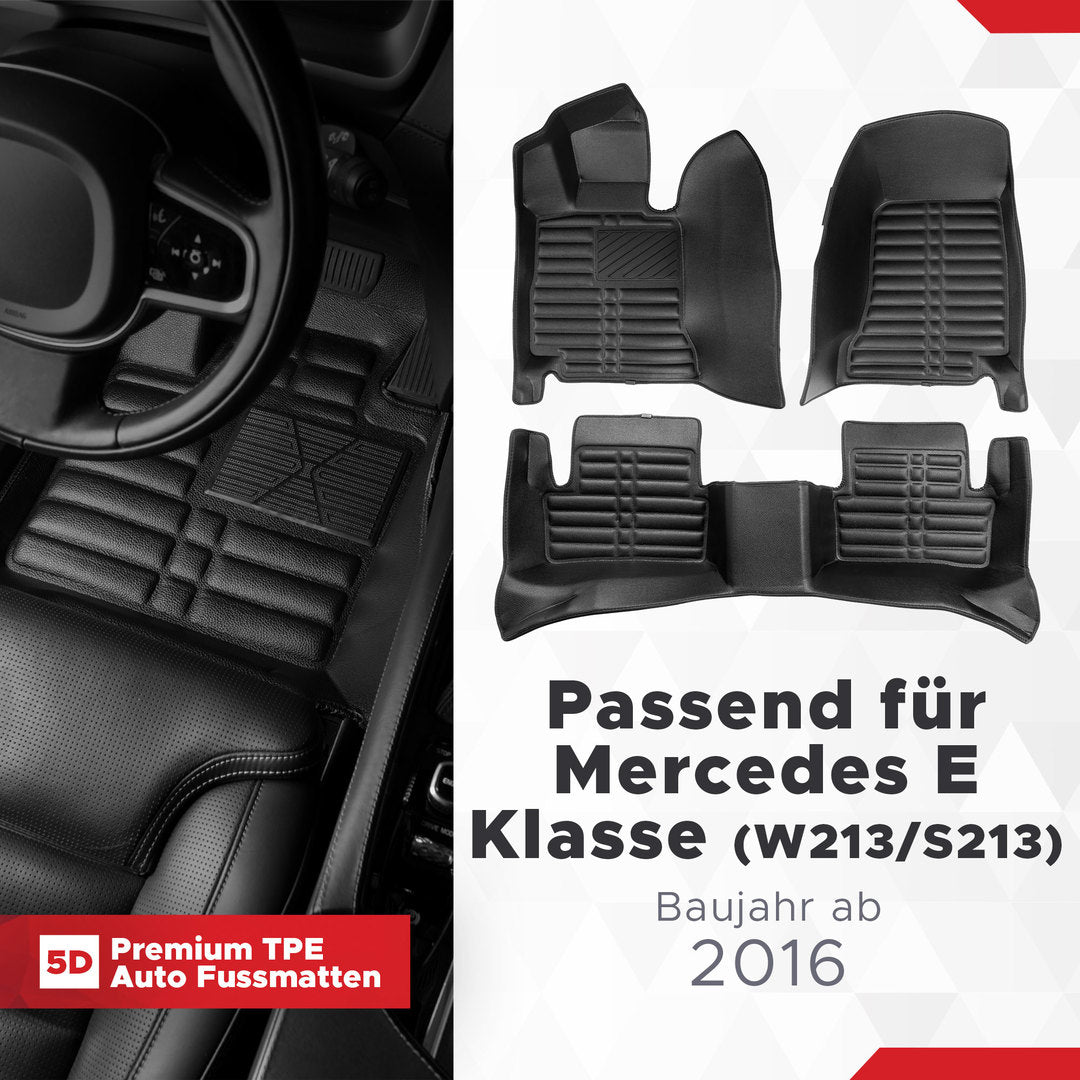 5D Premium Auto Fussmatten TPE Set passend für Mercedes E Klasse (W213/S213) Baujahr 2016-2023