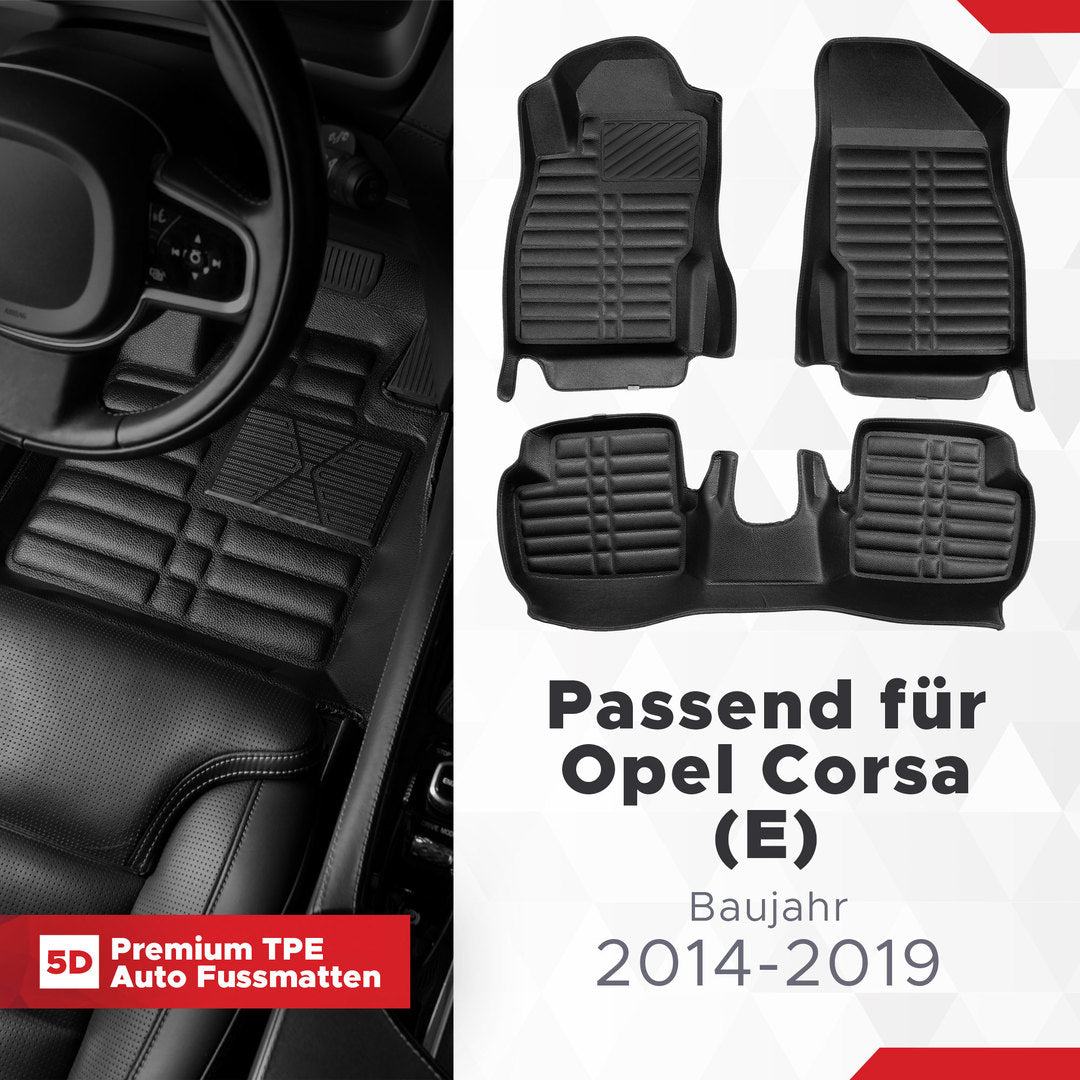 5D Premium Auto Fussmatten TPE Set passend für Opel Corsa (E) Baujahr 2014-2019