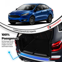 Chrom Ladekantenschutz Gebürstet aus Edelstahl mit Abkantung Kompatibel für Ford Focus (4.Gen) Baujahr 2018