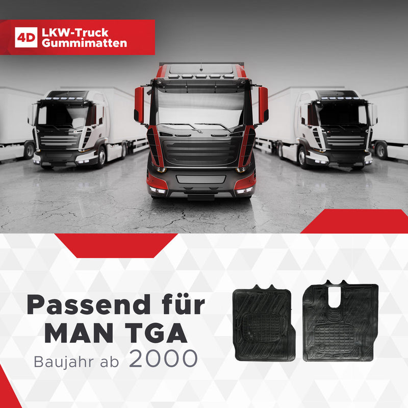 LKW Gummi Fussmatten 3D Passend für MAN TGA Serie Baujahr ab 2000