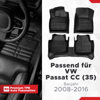 5D Premium Auto Fussmatten TPE Set passend für VW Passat CC (35) Baujahr 2008-2016