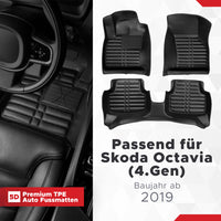 5D Premium Auto Fussmatten TPE Set passend für Skoda Octavia (4.Gen) Baujahr ab 2019