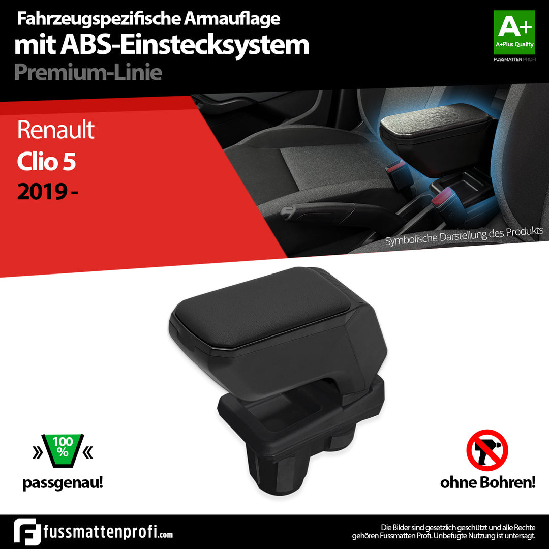 Mittelarmlehne Armauflage Passend für Renault Clio 5 SCHWARZ ab 2019