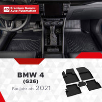 3D Premium Gummi Auto Fussmatten Set Passend für BMW 4 (G26) Baujahr ab 2021