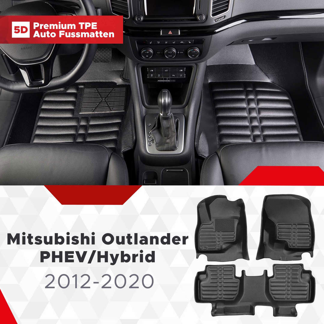 5D Premium Auto Fussmatten für Mitsubishi Outlander (III.Gen) PHEV/Hybrid 2014-2022