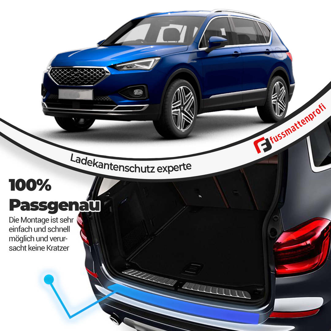 Chrom Ladekantenschutz Gebürstet aus Edelstahl Mit Abkantung Passend für Seat Ateca Baujahr ab 2016