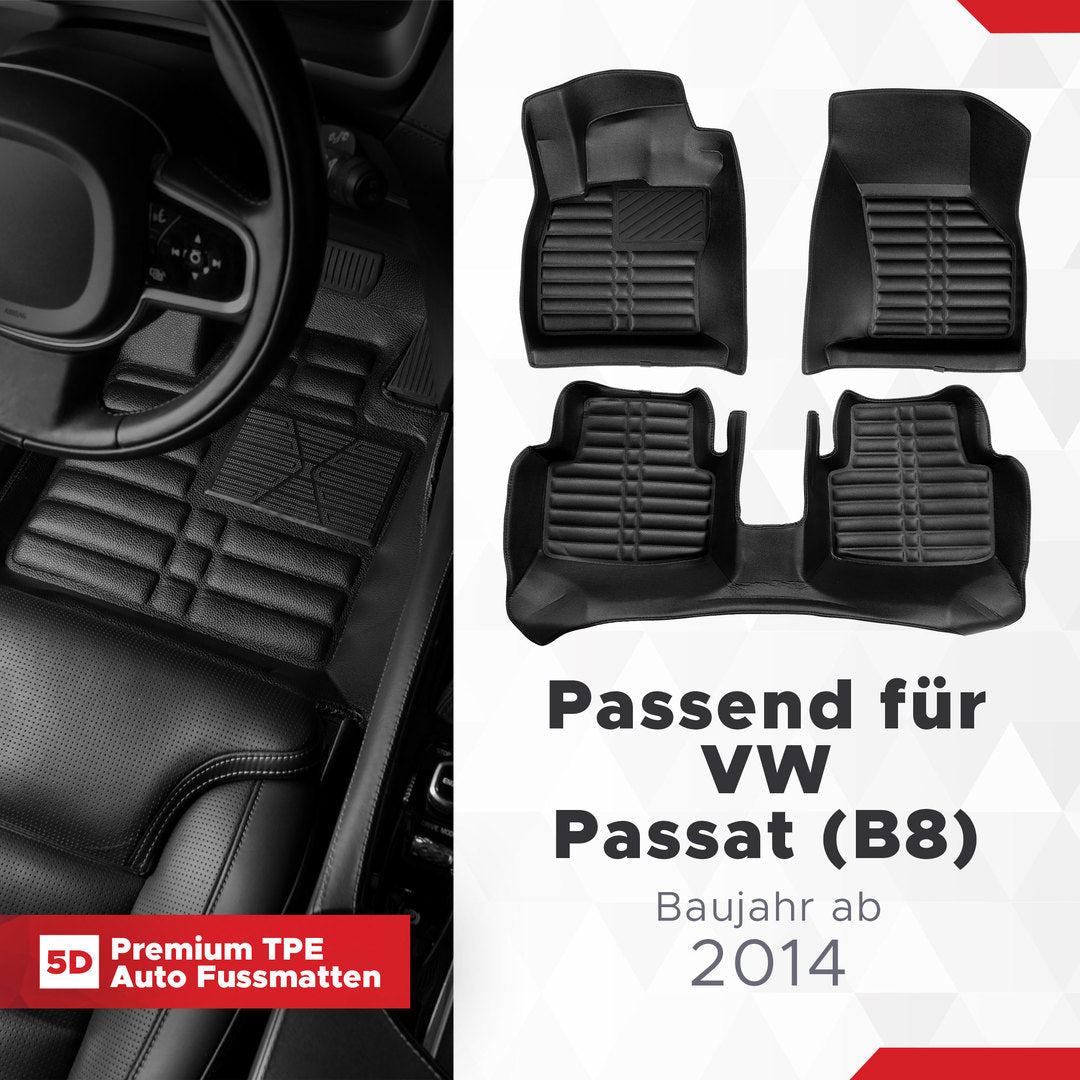 5D Premium Auto Fussmatten für VW Passat (B8) 2015-2022