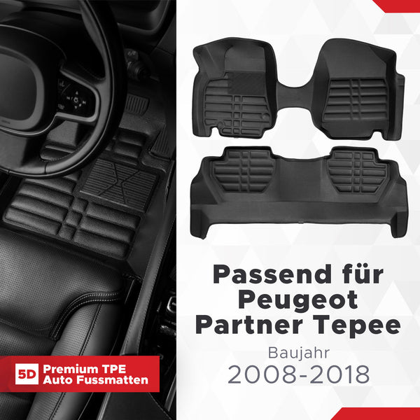 5D Premium Auto Fussmatten für Peugeot Partner Tepee 2008-2018