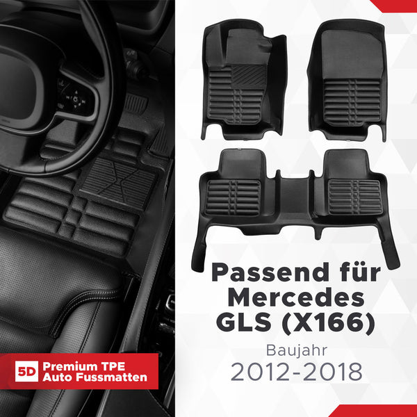 5D Premium Auto Fussmatten für Mercedes GL/GLS (X166) 2012-2019