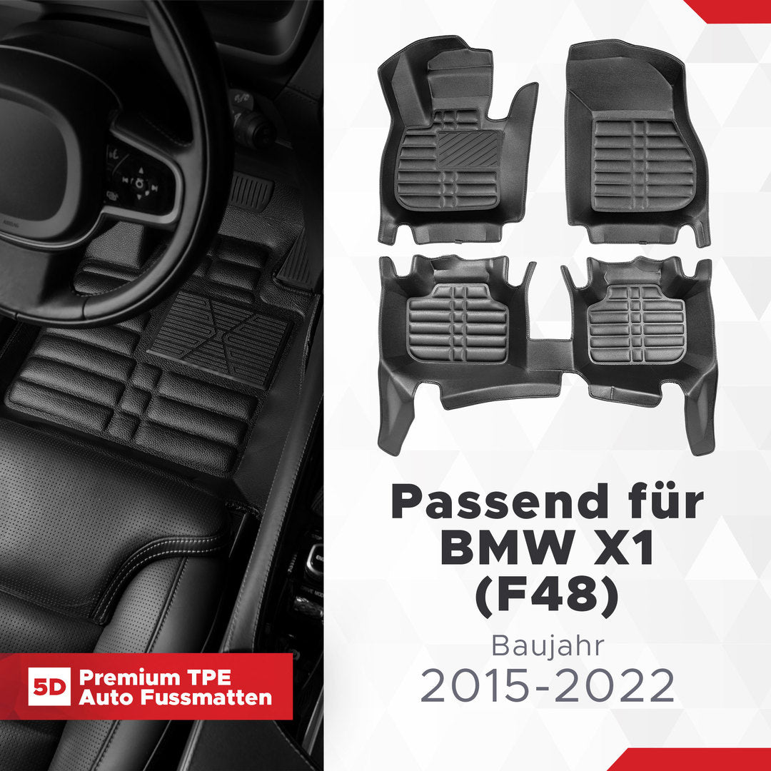 5D Premium Auto Fussmatten für BMW X1 (F48) 2015-2022