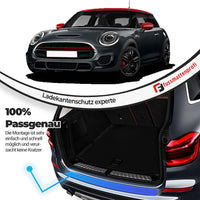 Ladekantenschutz mit 3D Profil Abkantung Fahrzeugspezifisch Passend für Mini Countryman Baujahr 2010-2016 aus Edelstahl Chrom