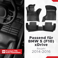 5D Premium Auto Fussmatten für BMW 5 (F10) xDrive 2013-2017 Facelift