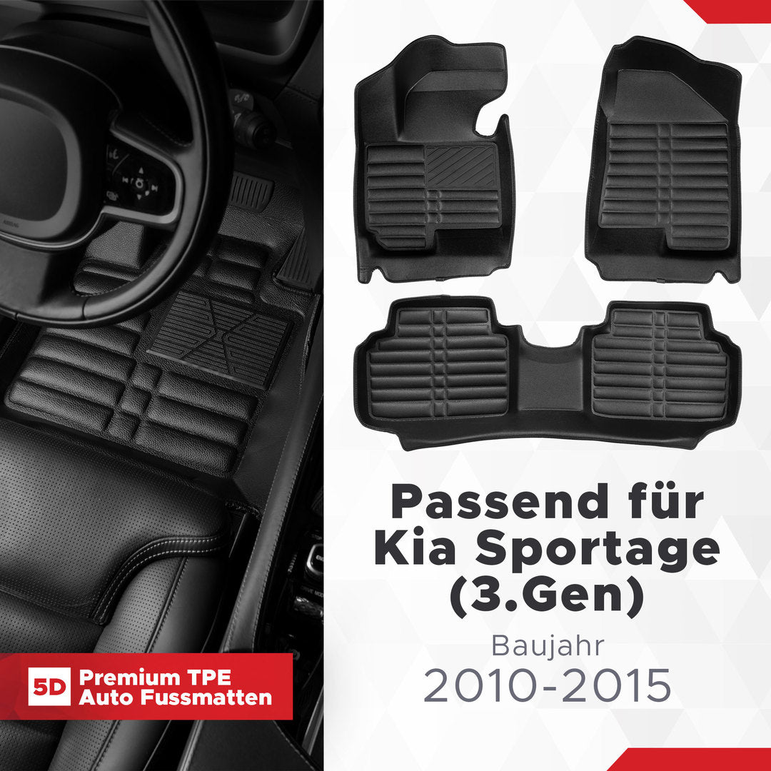5D Premium Auto Fussmatten für Kia Sportage (III.Gen) (SL) 2010-2016