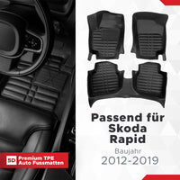 5D Premium Auto Fussmatten passend für Skoda Rapid 2012-2019