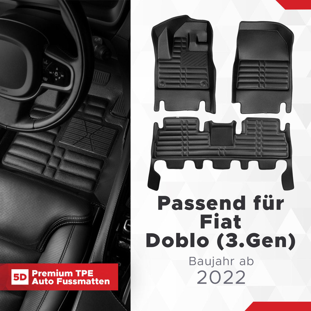 5D Premium Auto Fussmatten für Fiat Doblo (III.Gen) (K9) 2022-2026