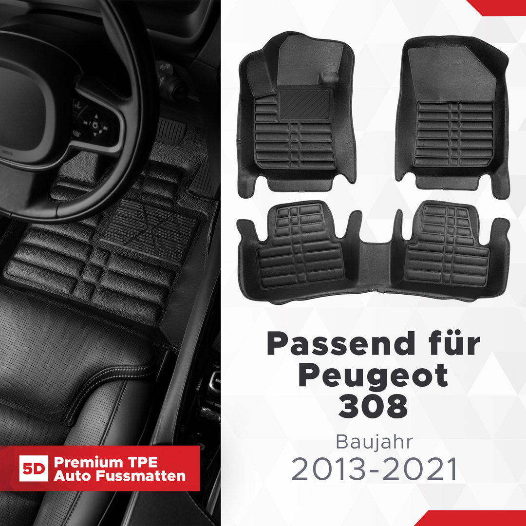 5D Premium Auto Fussmatten für Peugeot 308 (2.Gen) 2013-2021
