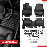 5D Premium Auto Fussmatten für Honda CR-V (V.Gen) 2018-2023