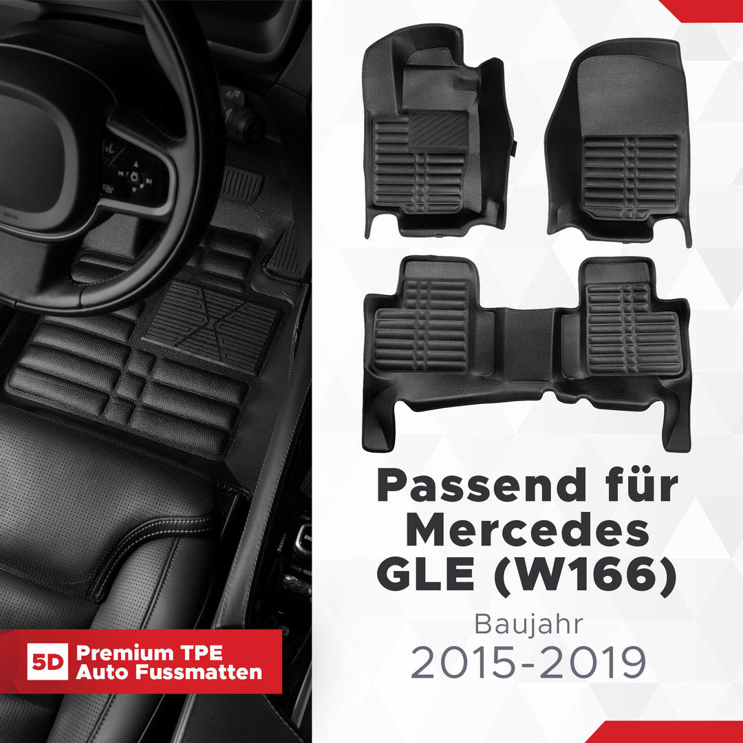 5D Premium Auto Fussmatten für Mercedes GLE (W166) 2015-2019