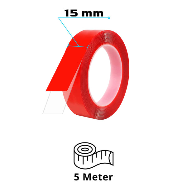 VHB Doppelseitiges Transparentband unsichtbares Klebeband Für Innen- & Außenbereich 15mm x 5m