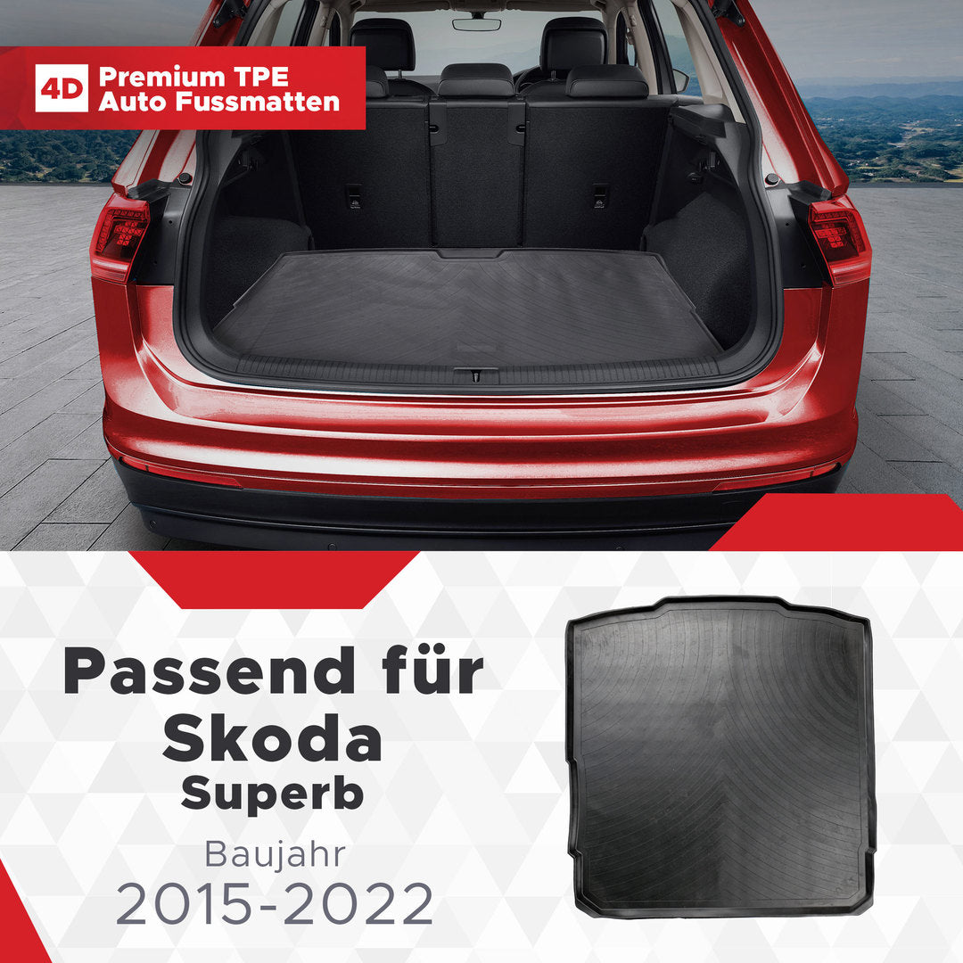3D Kofferraum Matte passend für Skoda Superb Baujahr 2015-2022