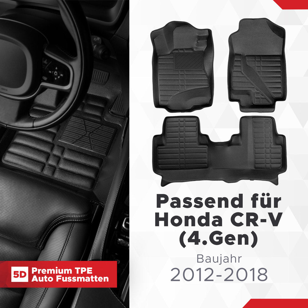 5D Premium Auto Fussmatten für Honda CR-V (4.Gen) 2012-2018