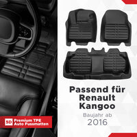 5D Premium Auto Fussmatten TPE Set passend für Renault Kangoo Baujahr ab 2013