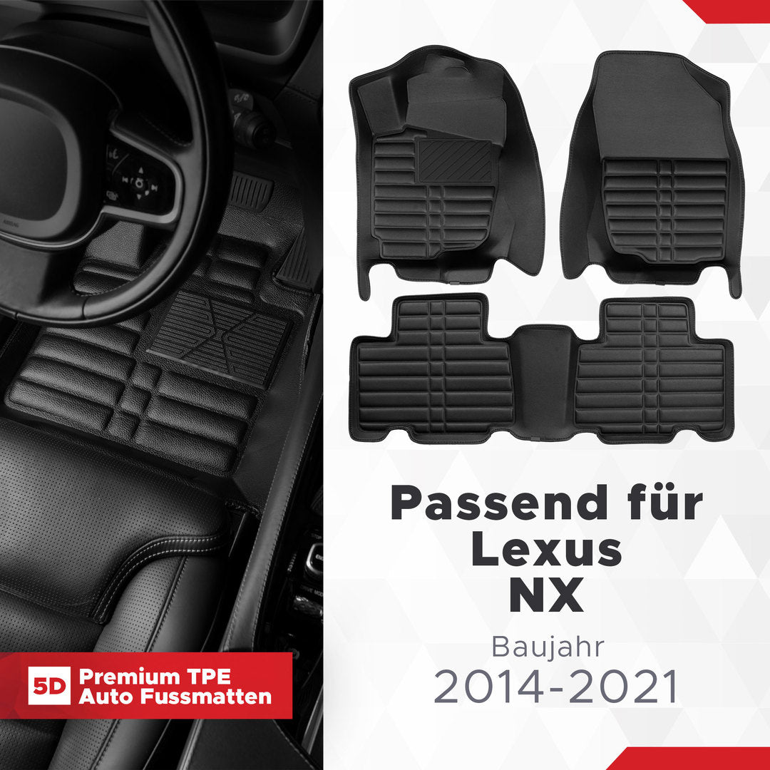 5D Premium Auto Fussmatten für Lexus (I.Gen) (NX) 2014-2021