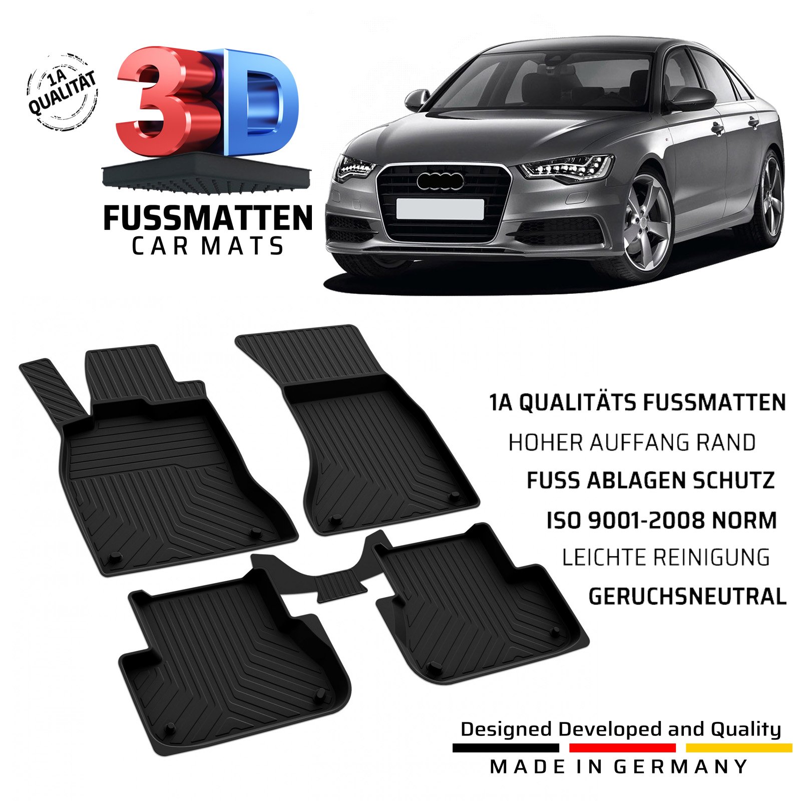 2010 Gummimatten Fußmatten Automatten für Audi A6 ab Bj Qualität Original