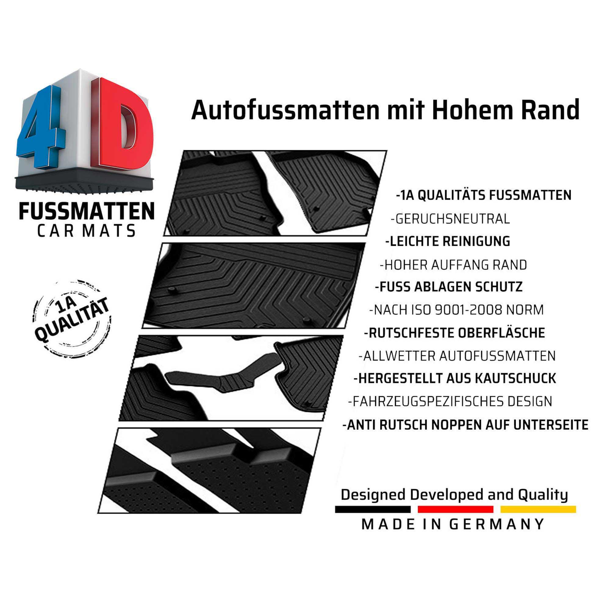 4D BMW 5 (F10) X-Drive Fussmatten Bj 2013-2016 Gummimatten