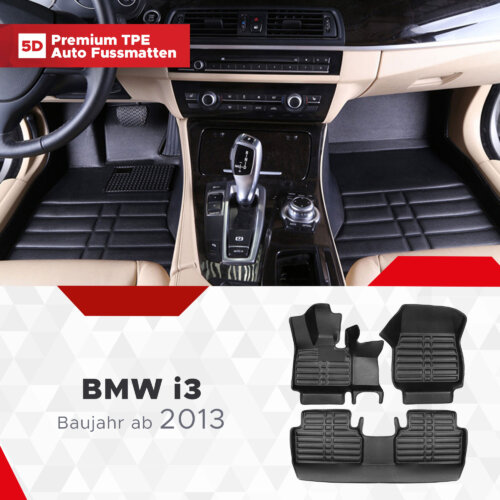 5D Premium Auto Fussmatten TPE Set Passend fuer BMW i3 Baujahr ab 2013