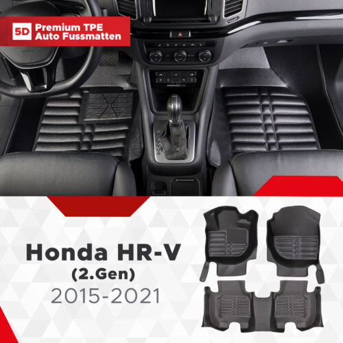 5D Premium Auto Fussmatten TPE Set Passend fuer Honda HR V 2.Gen Baujahr 2015 2021