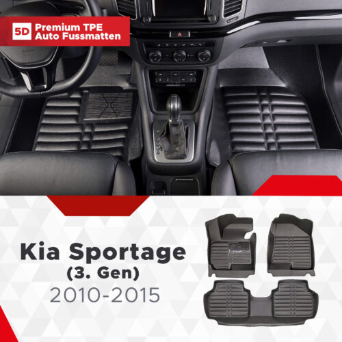 5D Premium Auto Fussmatten TPE Set Passend fuer Kia Sportage 3.Gen Baujahr 2010 2015